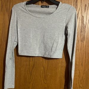Grey long sleeve crop top